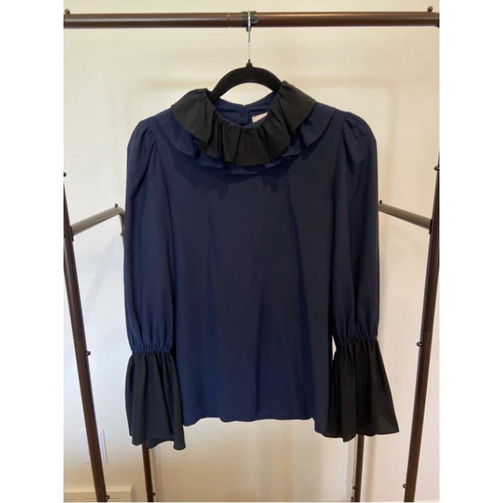 Tory Burch Ruffle Neck Silk Blouse size 2
